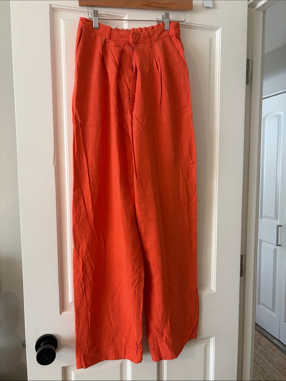 Free People womens Wide-Leg Chinos in Bright Orange